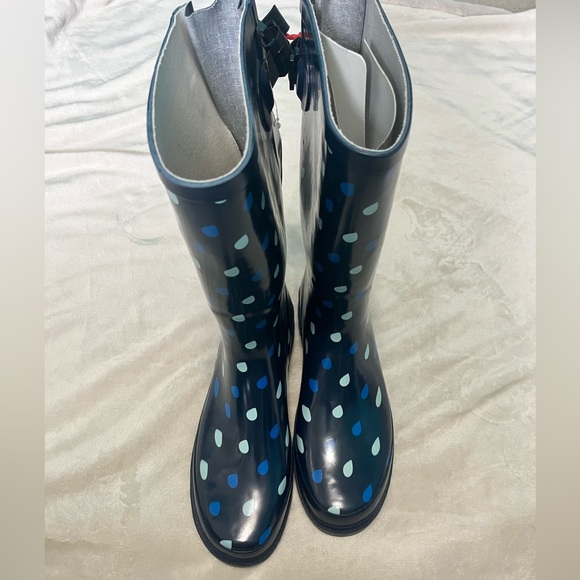 NWT: Western Chief Adult Rain Boots- Raindrop Dot Blue, Adjustable Strap, Size 9 - Picture 3 of 16